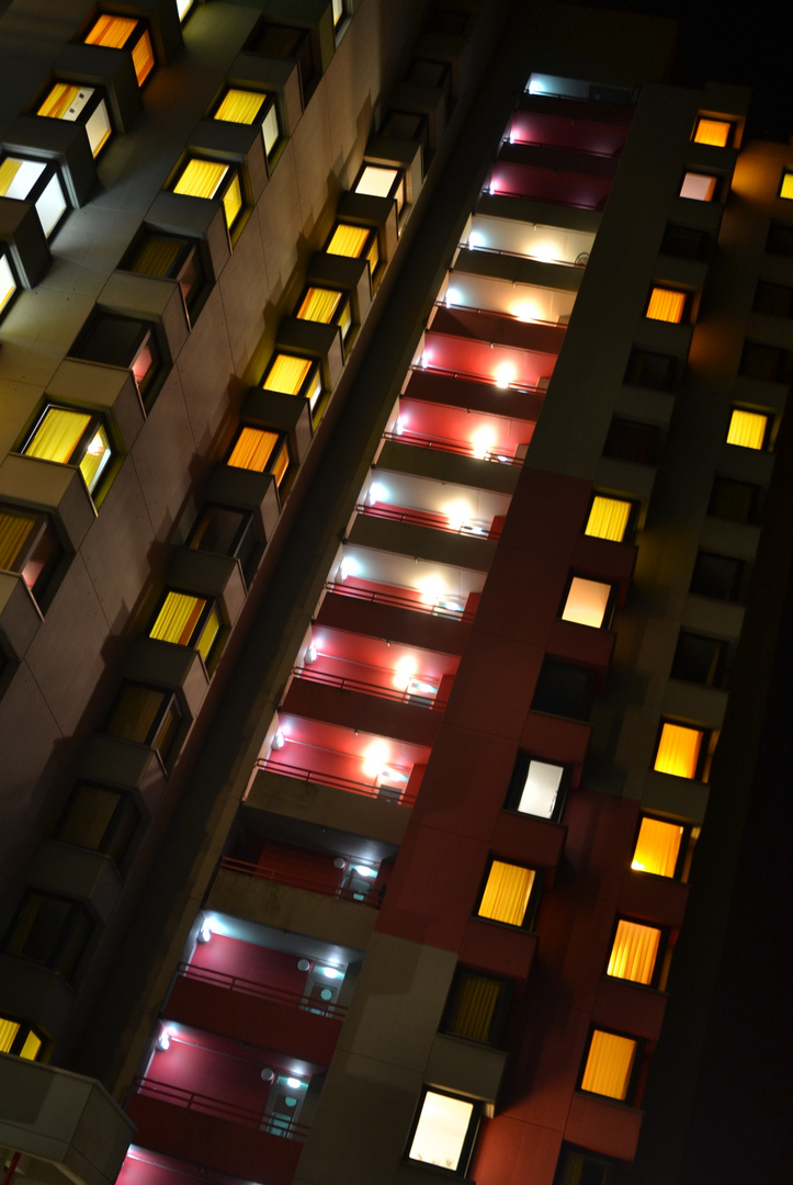 Skyscrapers glowing in the dark