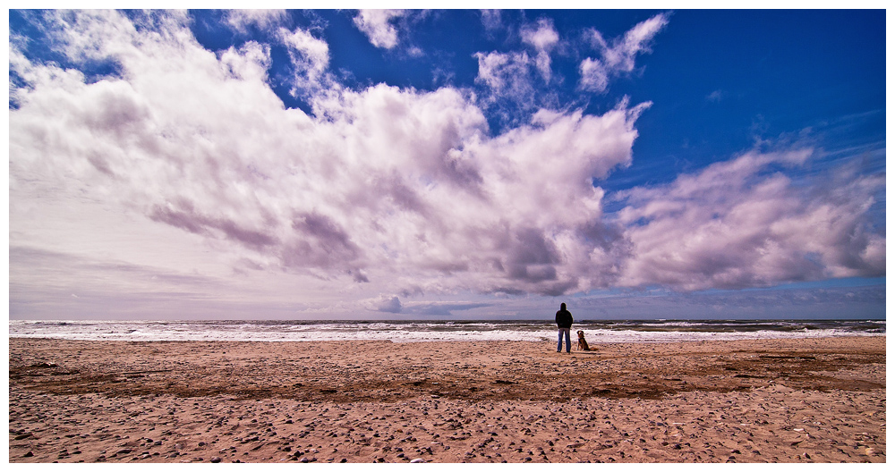 .sky.waves.human.and.a.dog.