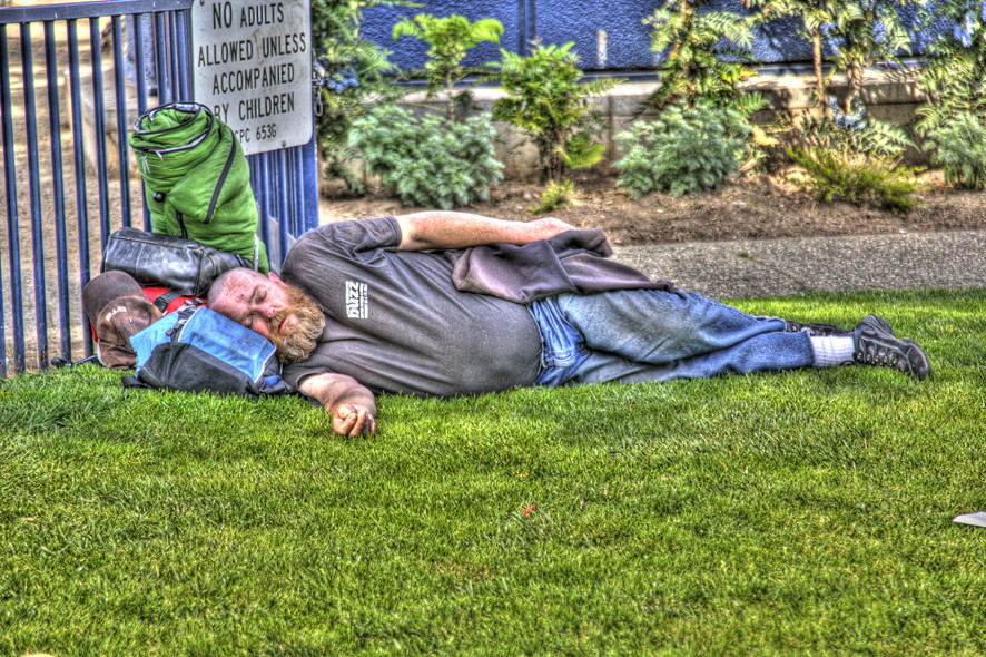 sleeping in the park hdr