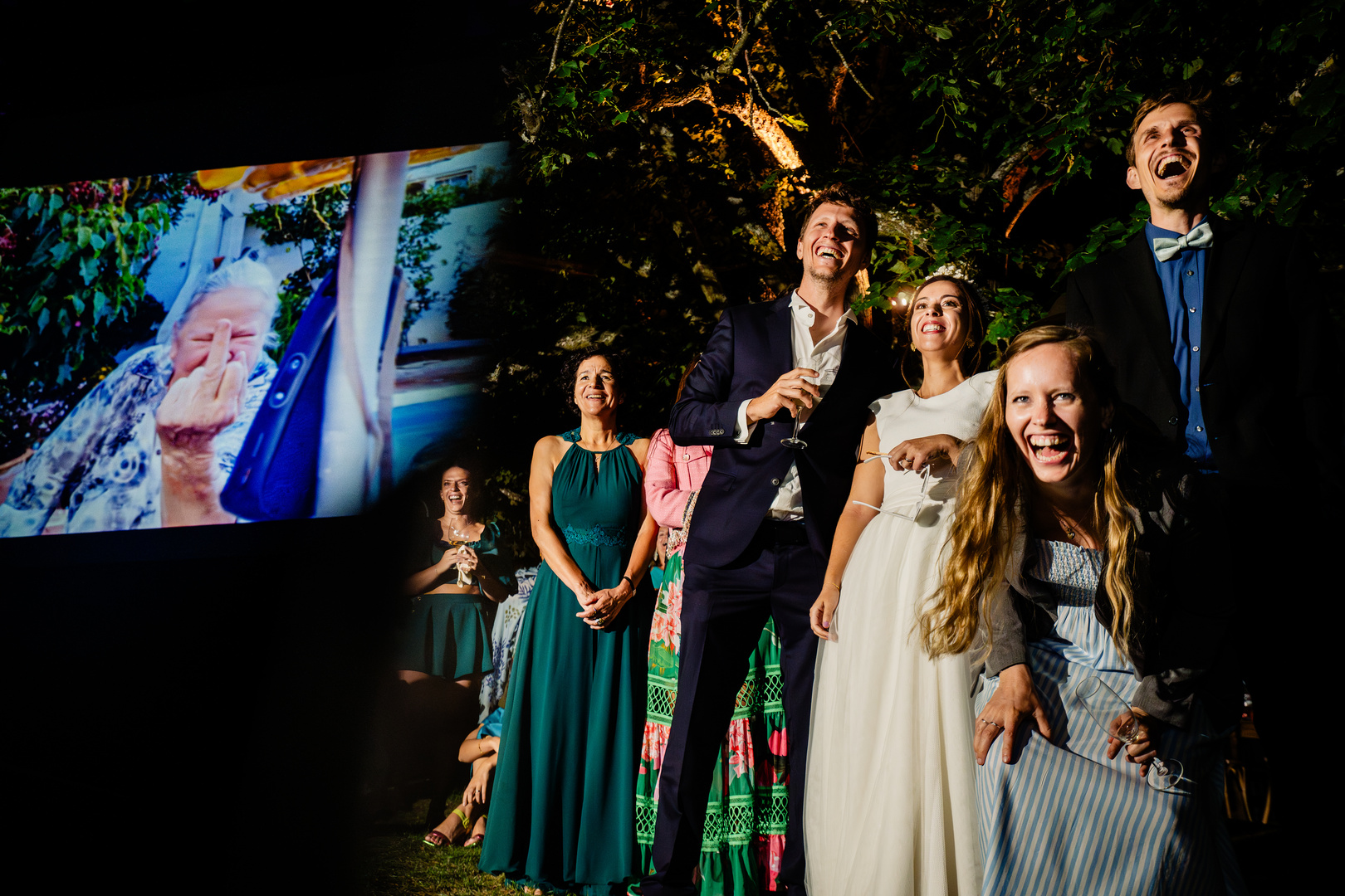 Slideshow am Abend bei einer Hochzeit im Schloss Schöneck