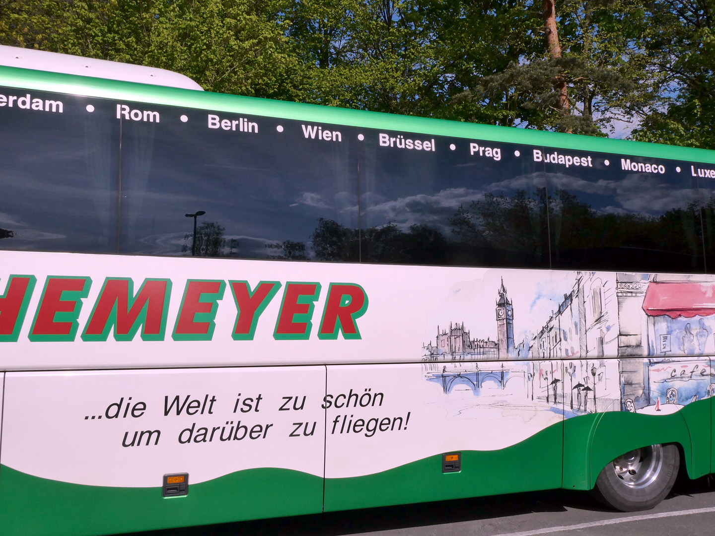 Slogan eines Busunternehmens