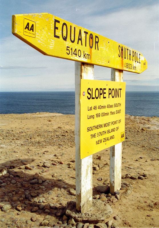 Slope Point: Südpol / Äquator