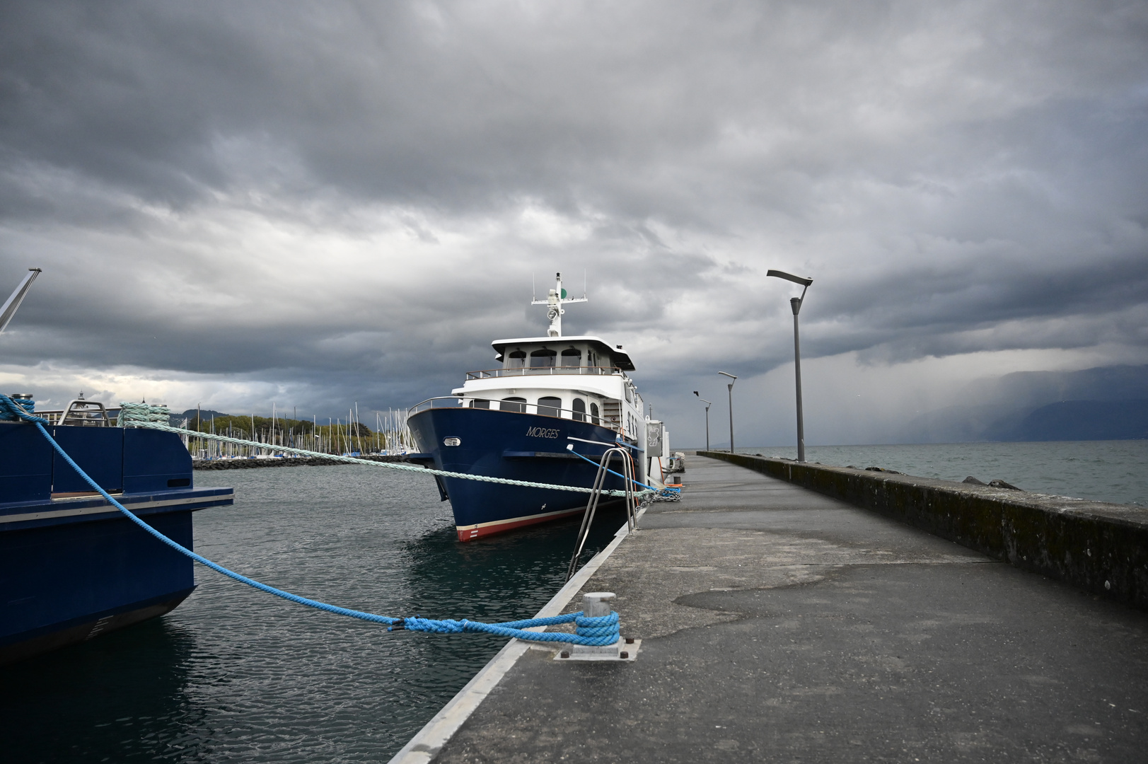 Small boat will spend the winter at the dock.