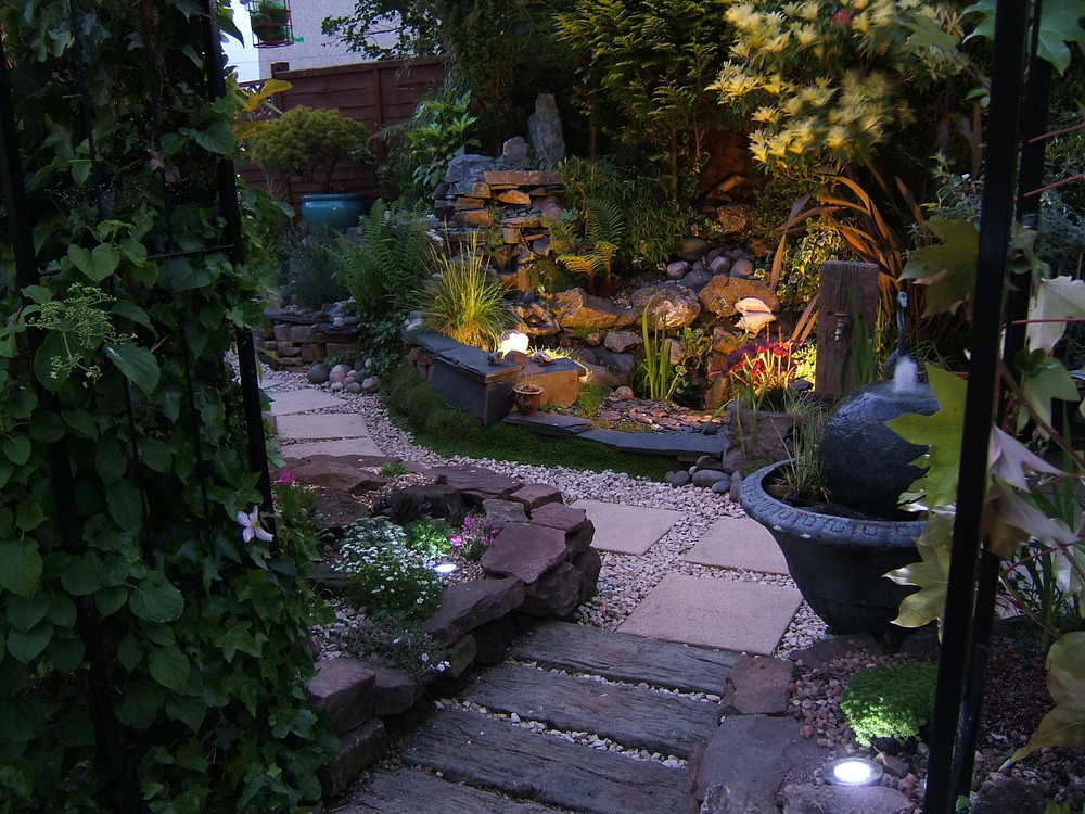 small garden, evening