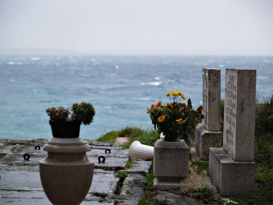 Small graveyard on the sea