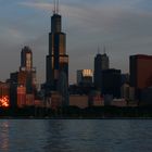 Small Partial Chicago Skyline with lighting from morning sun