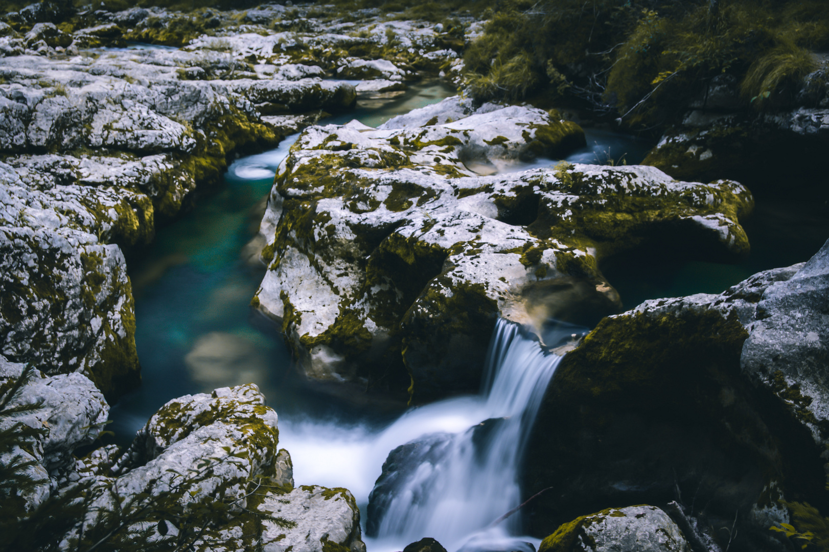 small waterfall in rocks