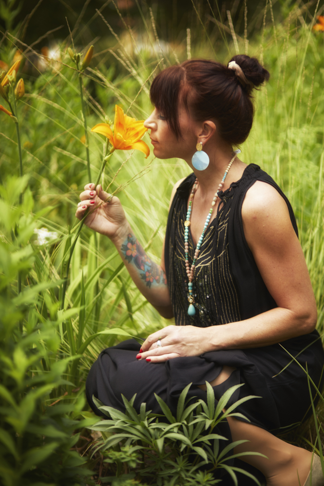 Smelling a flower