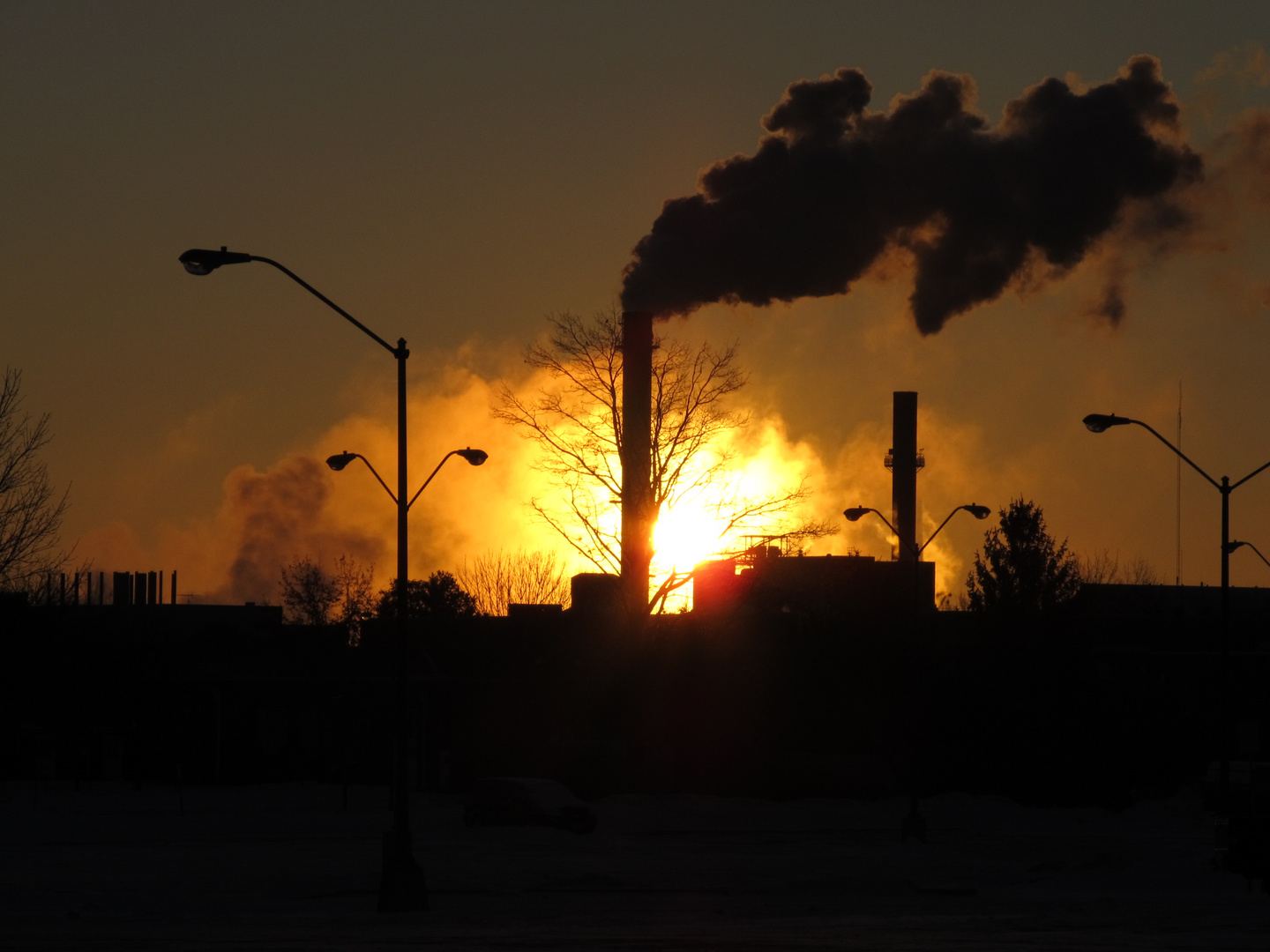 Smokestacks and buildings