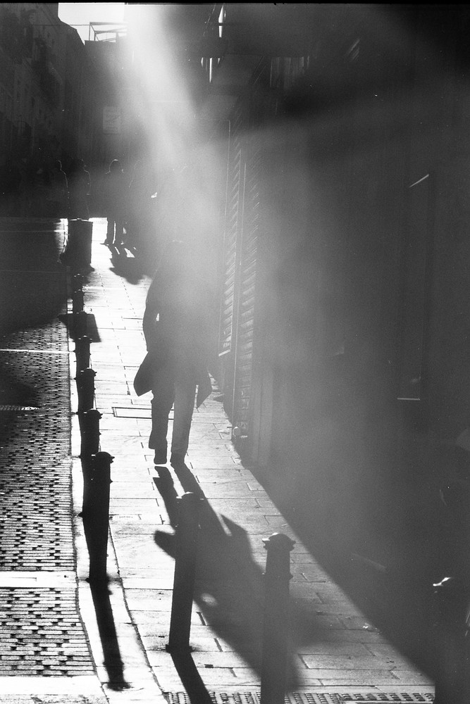 smoky spanish street silhouette