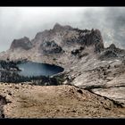 snow clouds descend on Obelisk Lake