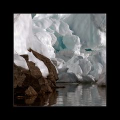 snow, ice, water and rocks