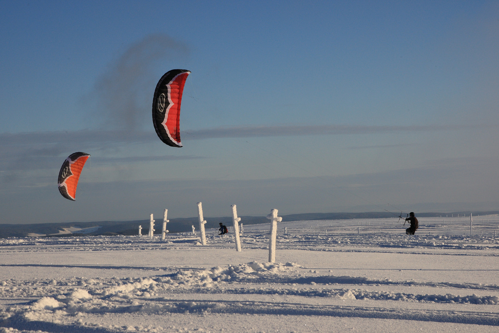 Snow Kiting - die Natur hat ihr Wahrnungen aufgestellt