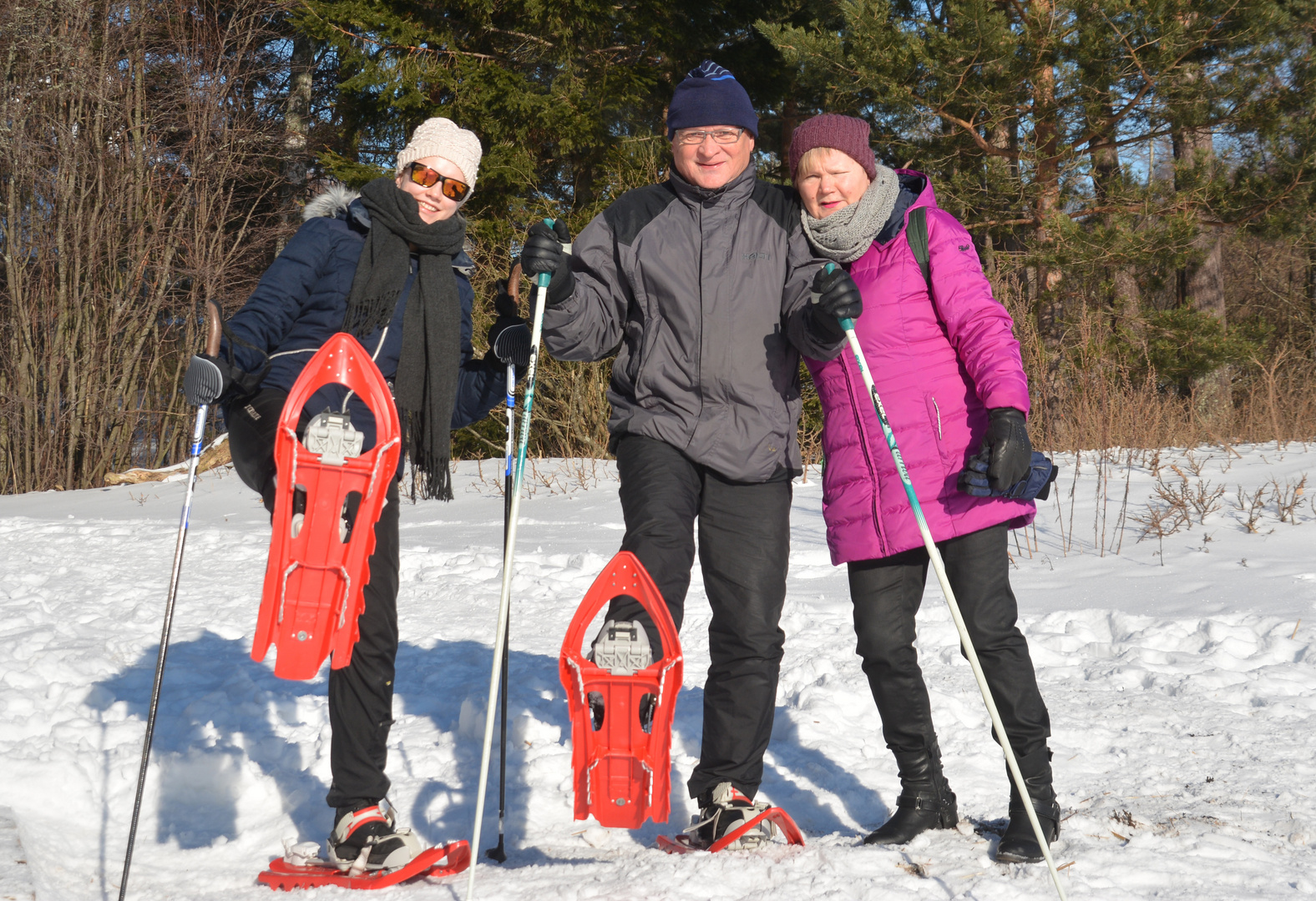 Snowshoeswalking with my sons daughter