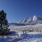 Snowy Flatirons in Boulder, CO.