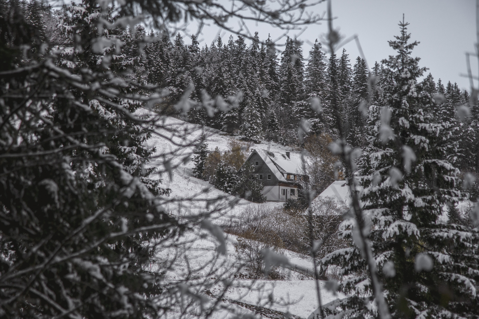 snowy hut