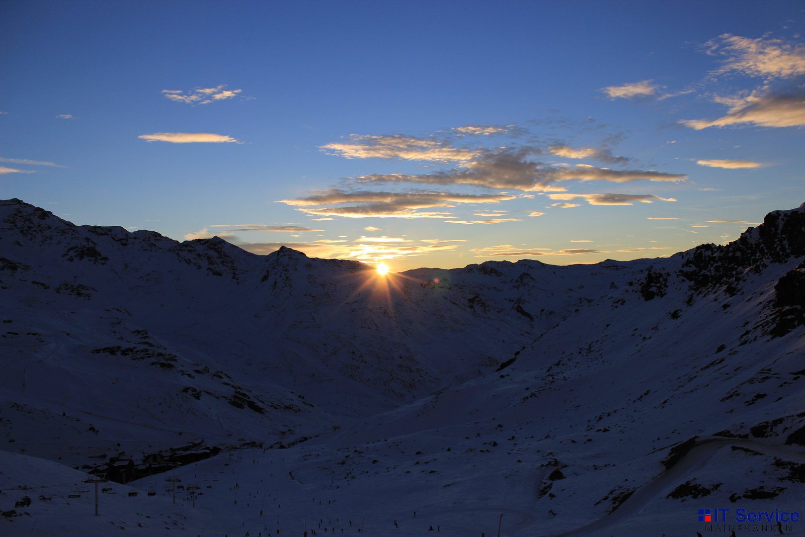 Snowy sunset