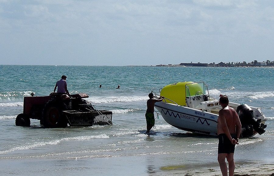 So kann man auch Boote ins Wasser ziehen.