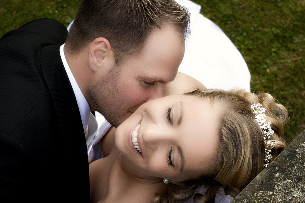 soft wedding kiss