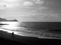 sola in riva al mare in una mattina d'autunno