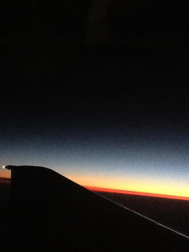 Soleil couchant, depuis l'avion