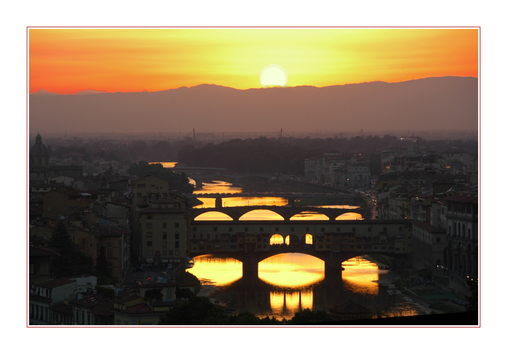 Soleil couchant sur l'Arno Florence