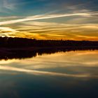 Soleil couchant sur le Lac de Poucharramet  Muret, France Panorama 