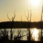 Soleil couchant sur l'étang de baye