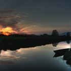 Solitary boat at dusk