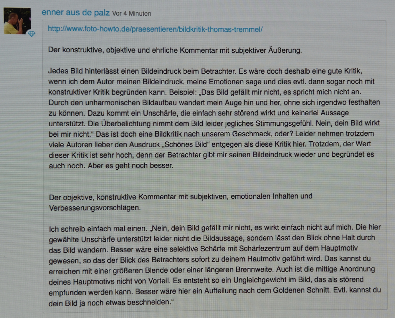 SOLLTE MAN LESEN. DAMIT DIE LOBHUDELEIEN UND BAUCHPINSELEIEN EINGESCHRÄNKT WERDEN. ZWIE BEISPIELE..