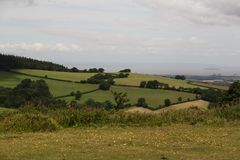 somerset levels18, ein quantock hills summit mit blick auf's meer