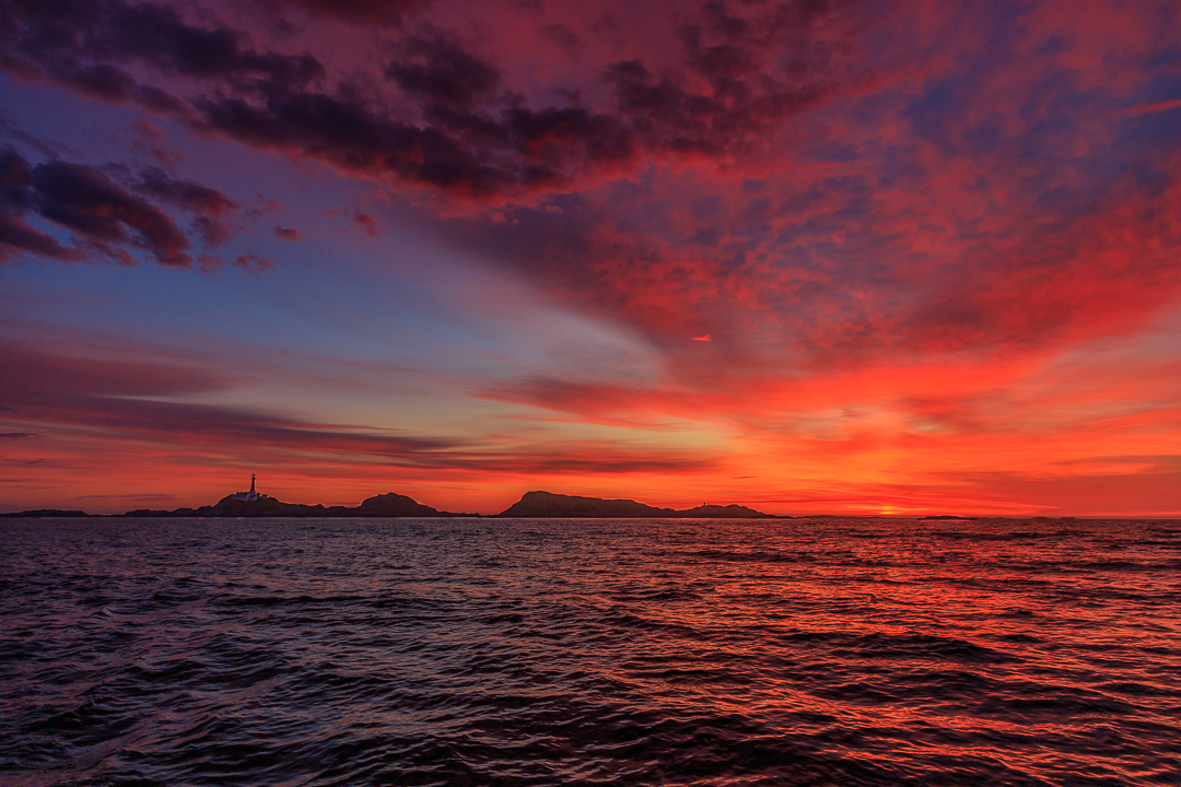 somewhere a few miles offshore in the west of norway. Midnight sunset :)