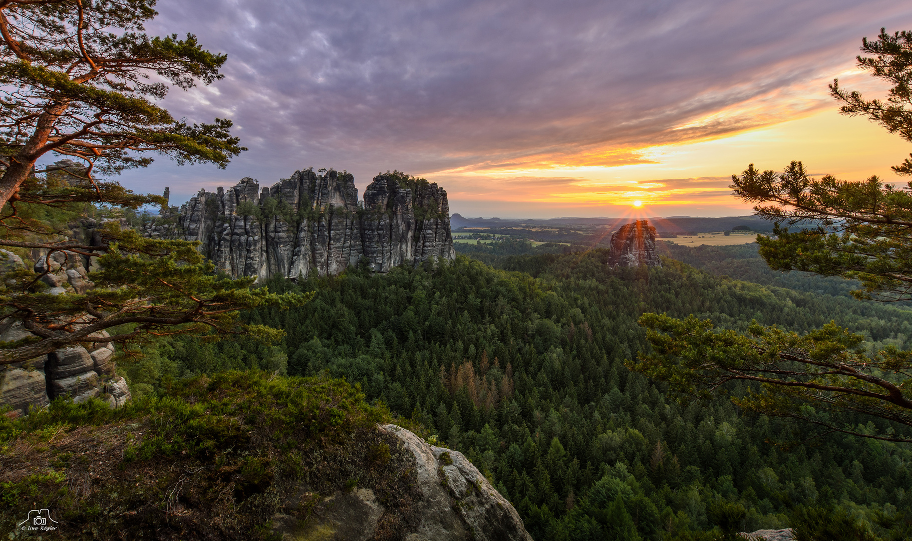 Sommerabend in den Schrammsteinen, Sachsen