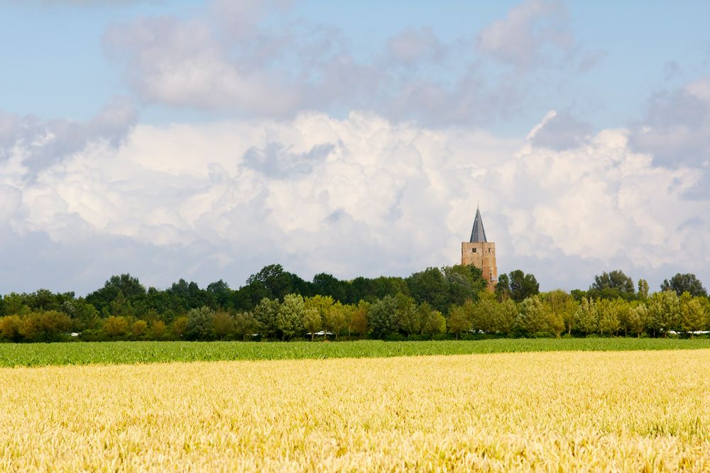 SOMMERFELD UND KIRCHE von Ivonne Wentzler 