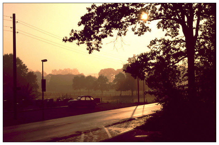 Sommermorgen am Niederrhein (Landschaft mit Automobil, 2)