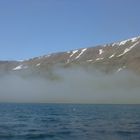 Sommernebel in Sudureyri (Island, Westfjorde)