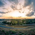 Sommerrodelbahn Elbauenpark im Sonnenuntergang