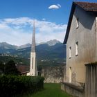 Sommerurlaub in Südtirol 2023 - Algunder Pfarrkirche mit Ifinger und Hirzer