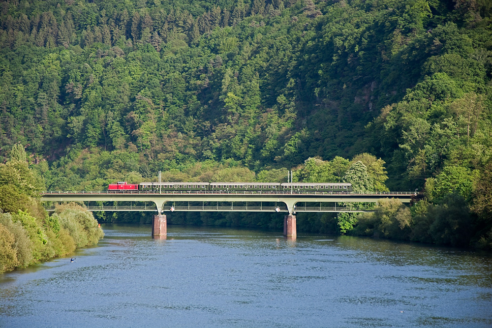 Sonderzug auf der Neckargemünder Eisenbahnbrücke - Stretchversion