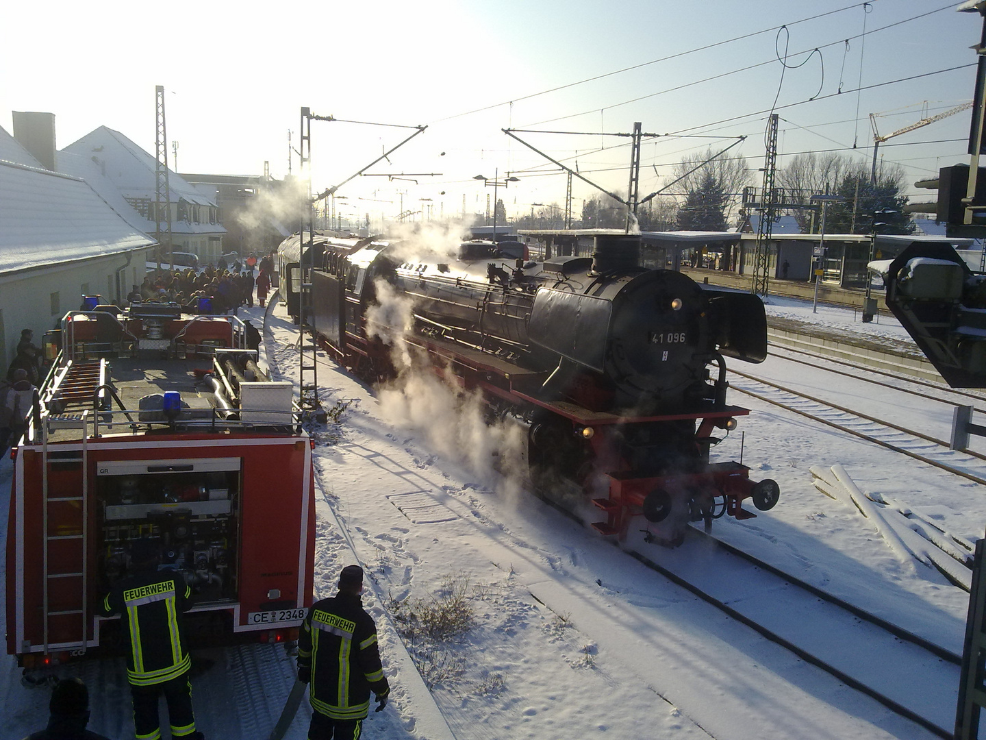 Sonderzug beim Wasserfassen in Celle