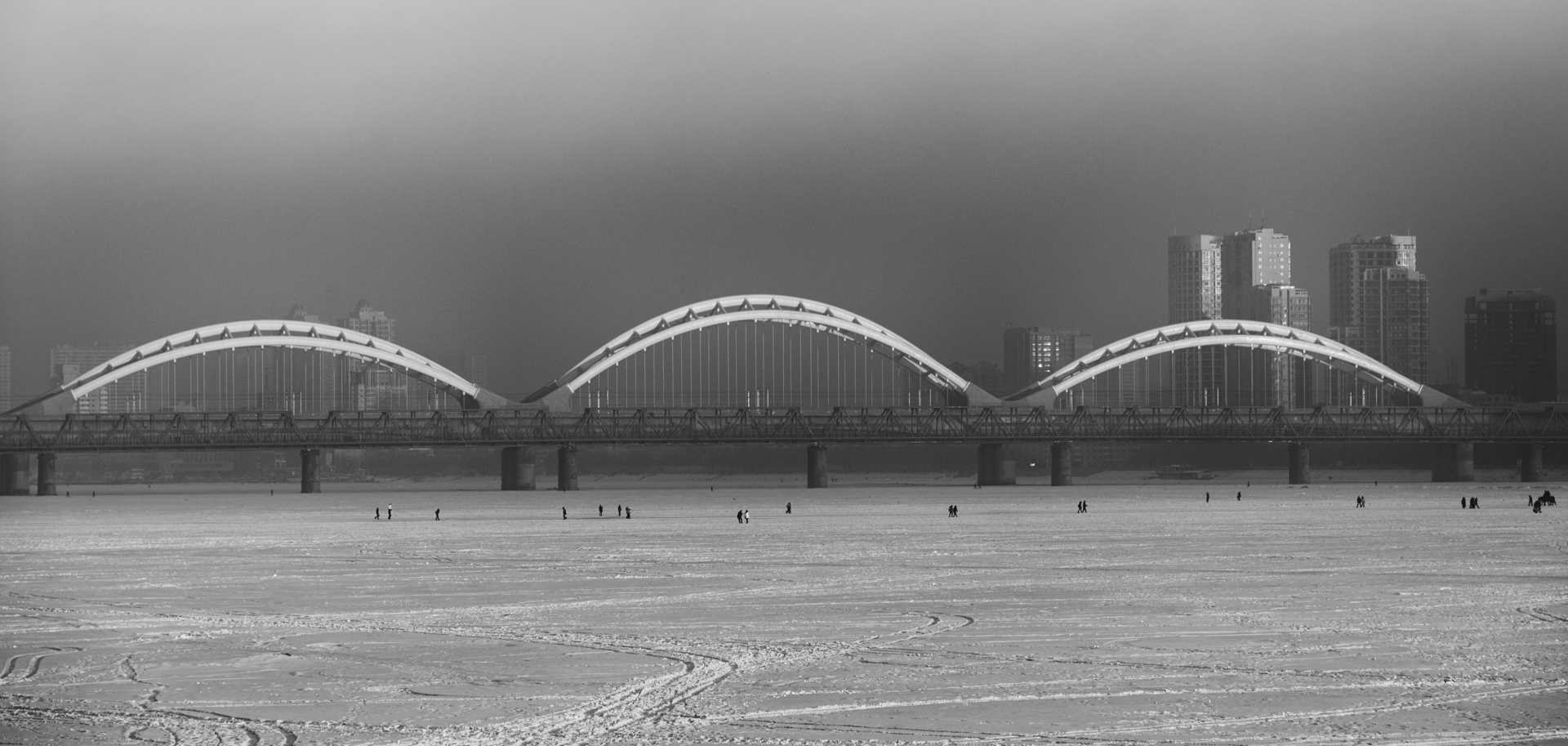 Songhua Bridge in Smoggy Fog 