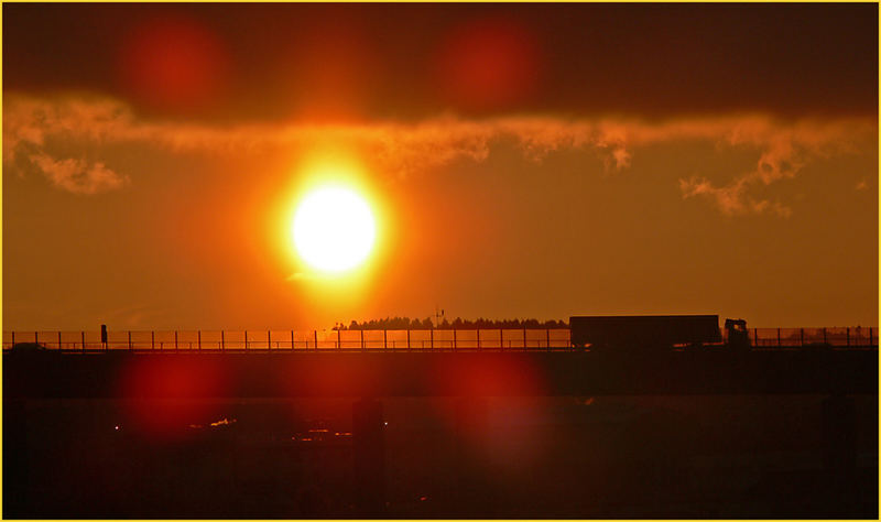 Sonne auf der A45