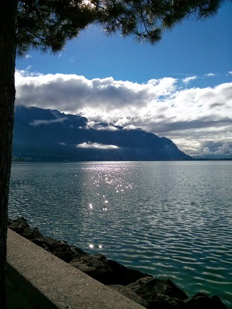 Sonne im Genfer See