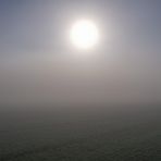 Sonne im Nebel überm Feld, sonst nichts....