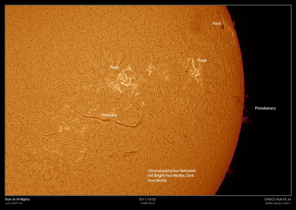 Sonne in H-Alpha vom 22.10.2011