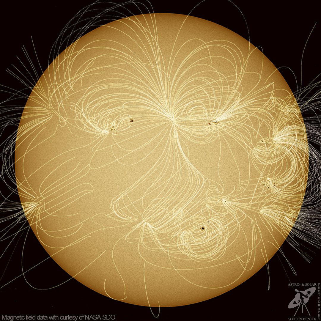 Sonne mit Magnetfeldlinien