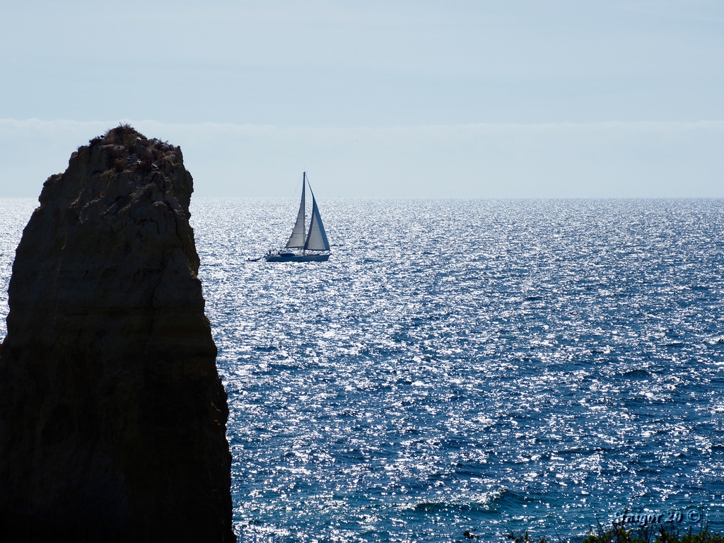 Sonne, Ozean, Segelboot 