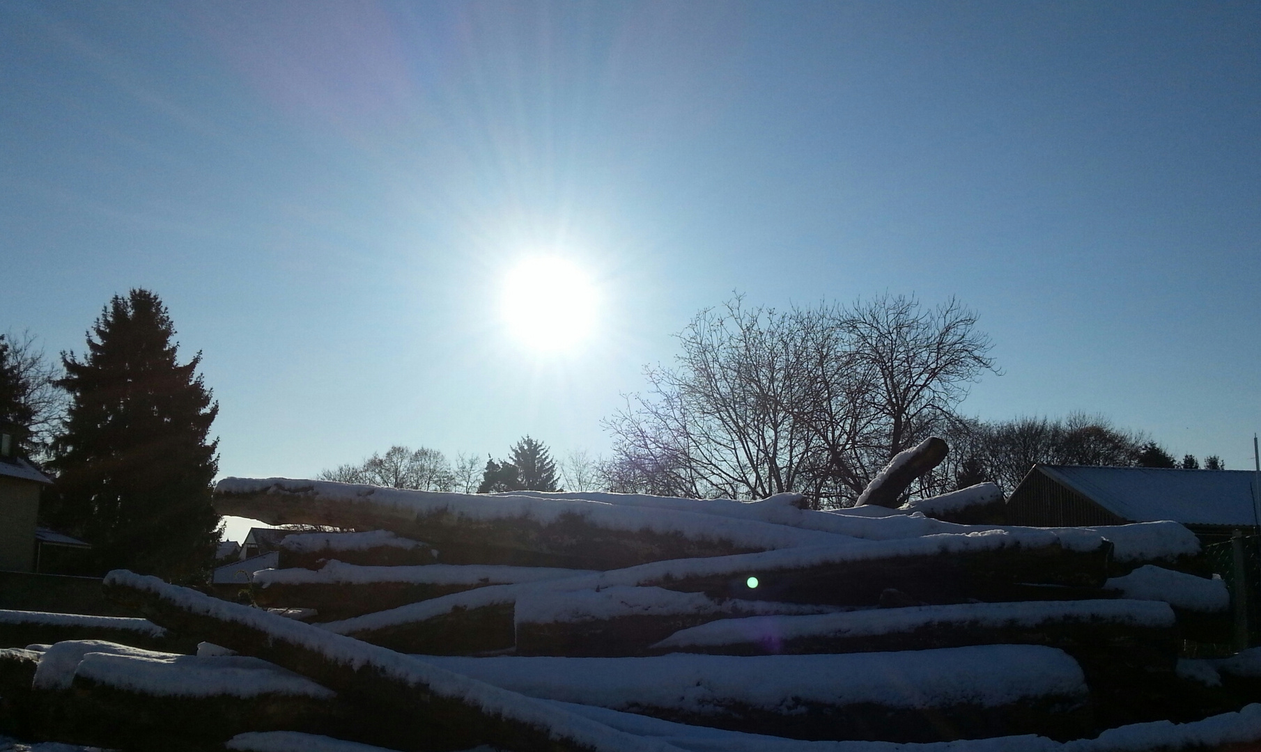 Sonne Schnee Holz