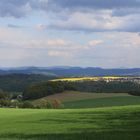 Sonne strahlte über dem Rapsfeld und Burkhardswalde...