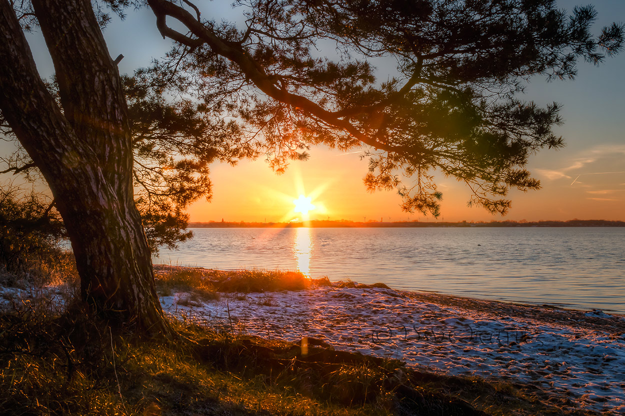 Sonne über dem Bodden